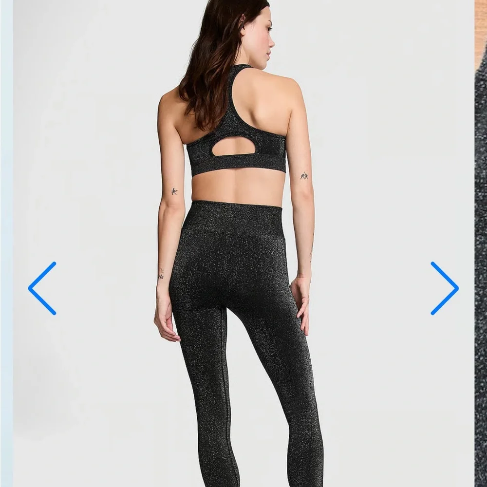 NWT VS/PINK Seamless Black Glitter Leggings - Picture 2 of 6